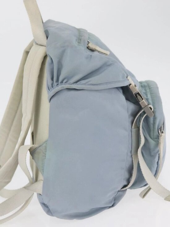 PRADA Backpack Nylon Light Blue Silver Auth 175701